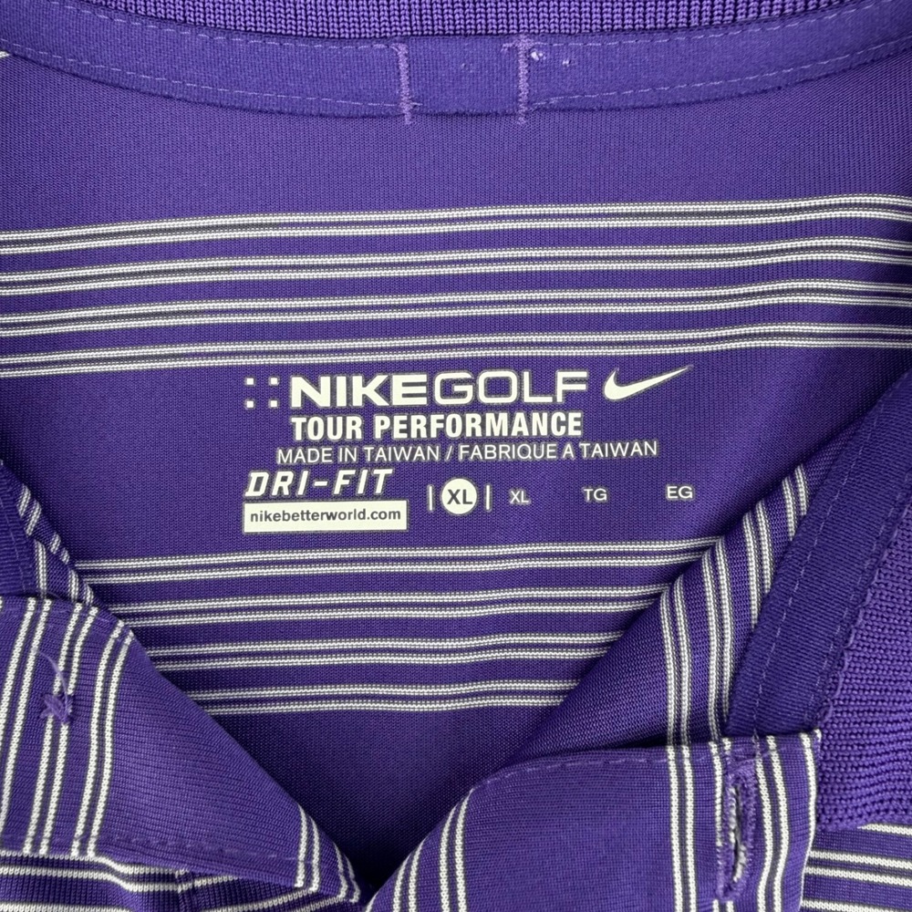 Nike Golf Mens XL Purple Striped 2012 US Open Olympic Club Polo Shirt 452505-545 - Picture 3 of 10